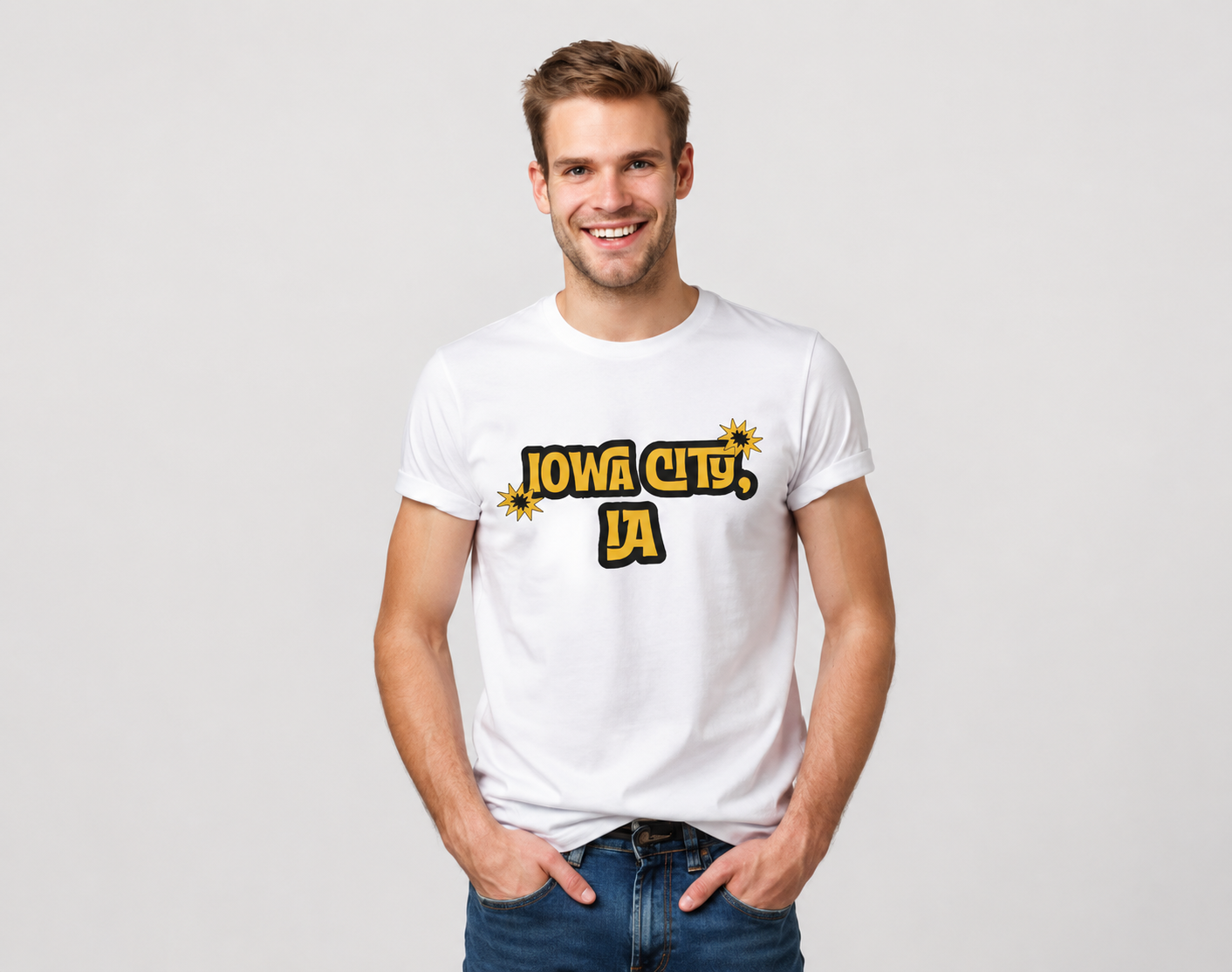 Iowa City IA Retro Graphic T-Shirt Iowa Lifestyle Apparel