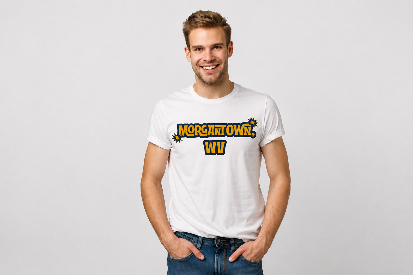 Morgantown WV Retro Graphic T-Shirt West Virginia College Town Apparel